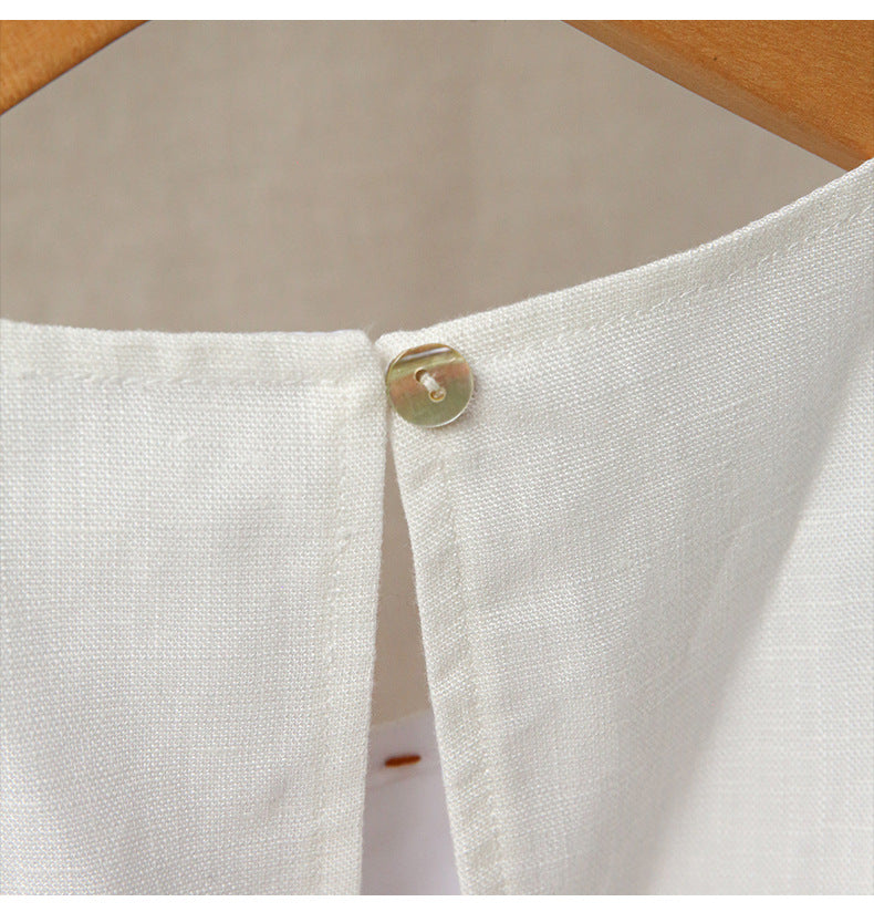 Solid-Color Linen A-Line Dress With Beading