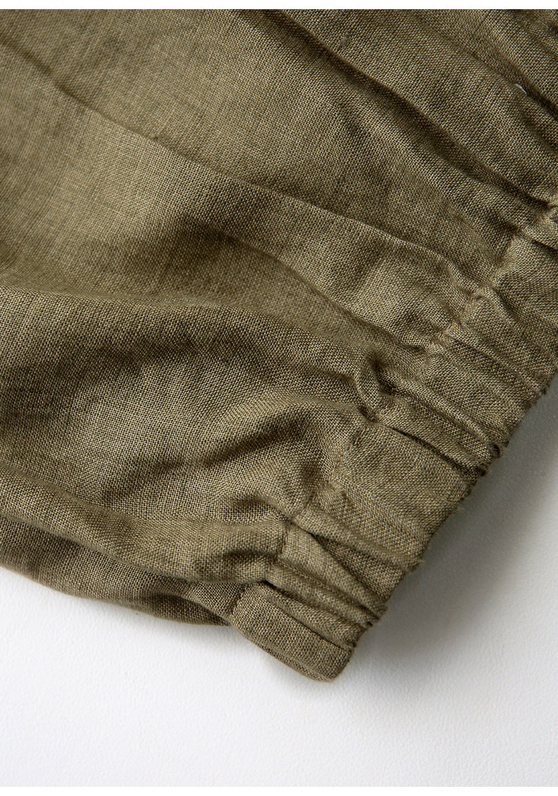 Linen V-Neck Long-Sleeved Shirt