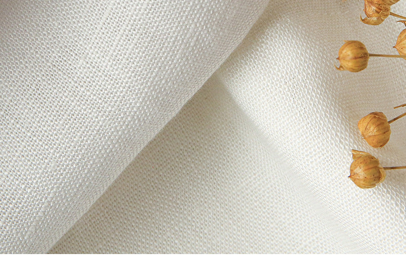Solid-Color Linen A-Line Dress With Beading