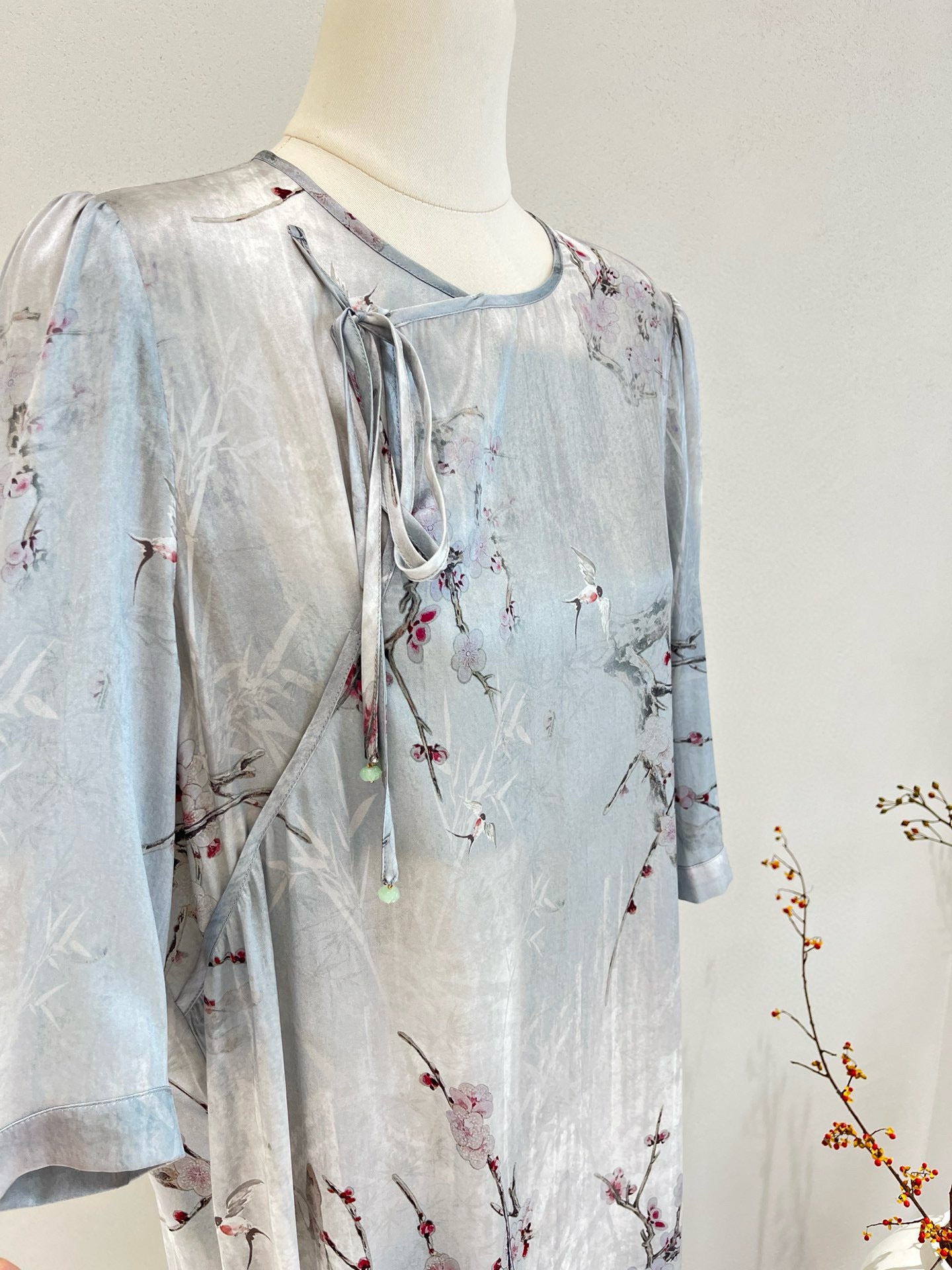 Loose-Fit Straight-Cut Printed Silk Dress