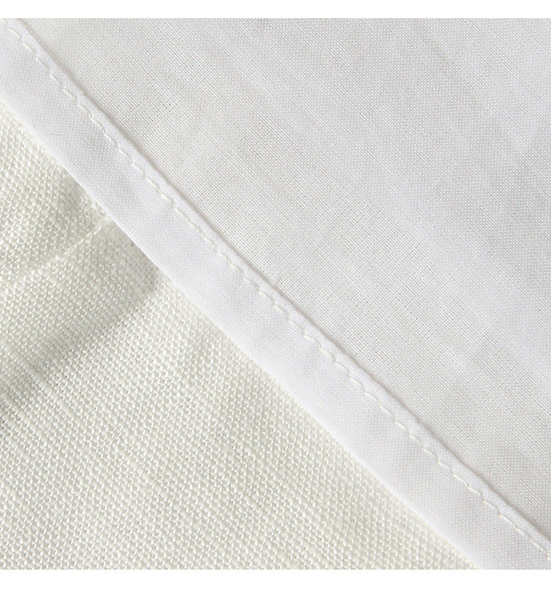 Solid-Color Linen A-Line Dress With Beading