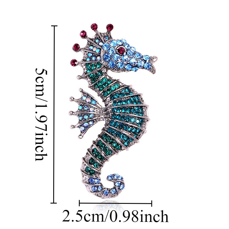 Diamond-Set Seahorse Brooch
